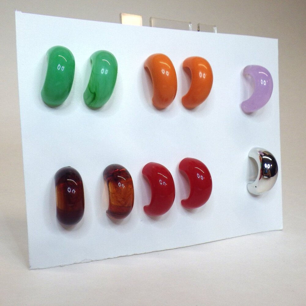 Vintage KJL by Kenneth Jay Lane half hoop Lucite earrings signed 4 pair 2 single